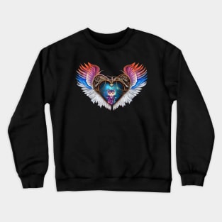 The elegant heart with wings and kitten Crewneck Sweatshirt